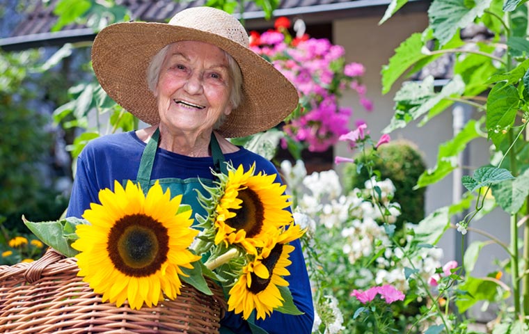 Woman with flowers