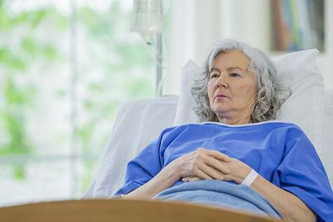 senior female in hospital bed