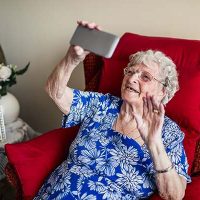 senior woman on video call