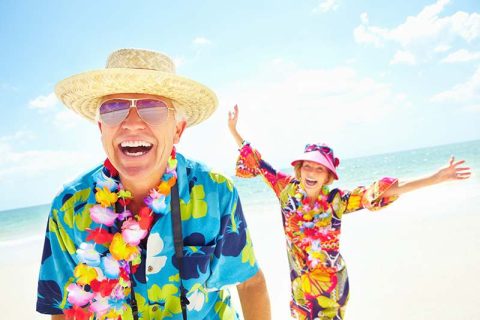 Happy senior couple on the beach